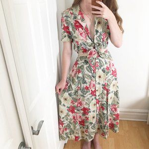 Vintage Matching Two-Piece Tropical Skirt Top Set